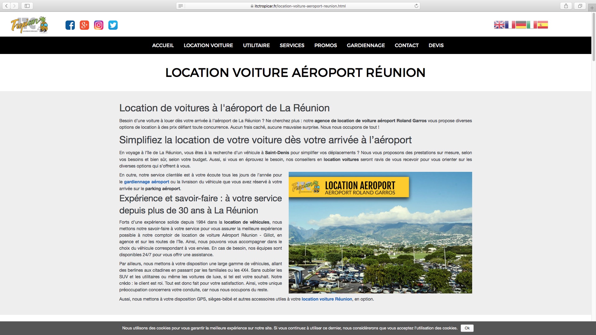 Image de la page d'ITC Tropicar, spécialiste de lalocation de voitures à La Réunion
